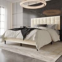 Home Design Marion Tufted Upholstered Platform Bed Frame