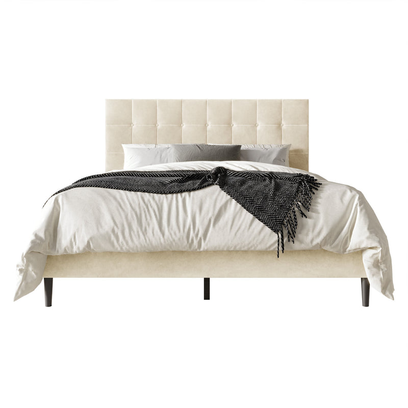 Home Design Marion Tufted Upholstered Platform Bed Frame