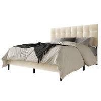 Home Design Marion Tufted Upholstered Platform Bed Frame