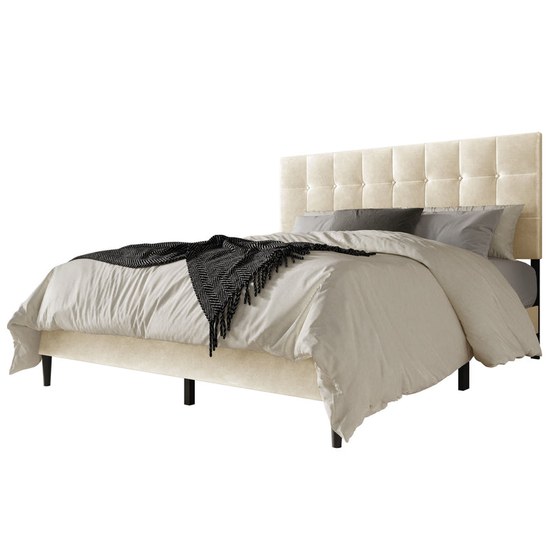Home Design Marion Tufted Upholstered Platform Bed Frame