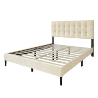Marion Tufted Upholstered Platform Bed Frame with Tufted Headboard and Plush Padding