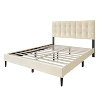 Home Design Marion Tufted Upholstered Platform Bed Frame