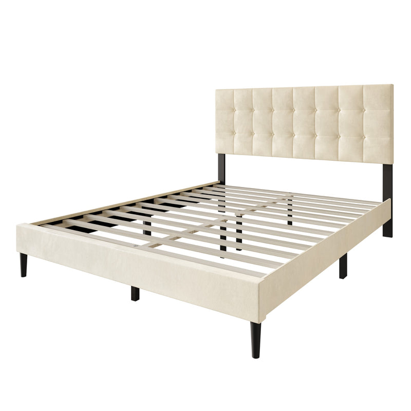 Home Design Marion Tufted Upholstered Platform Bed Frame
