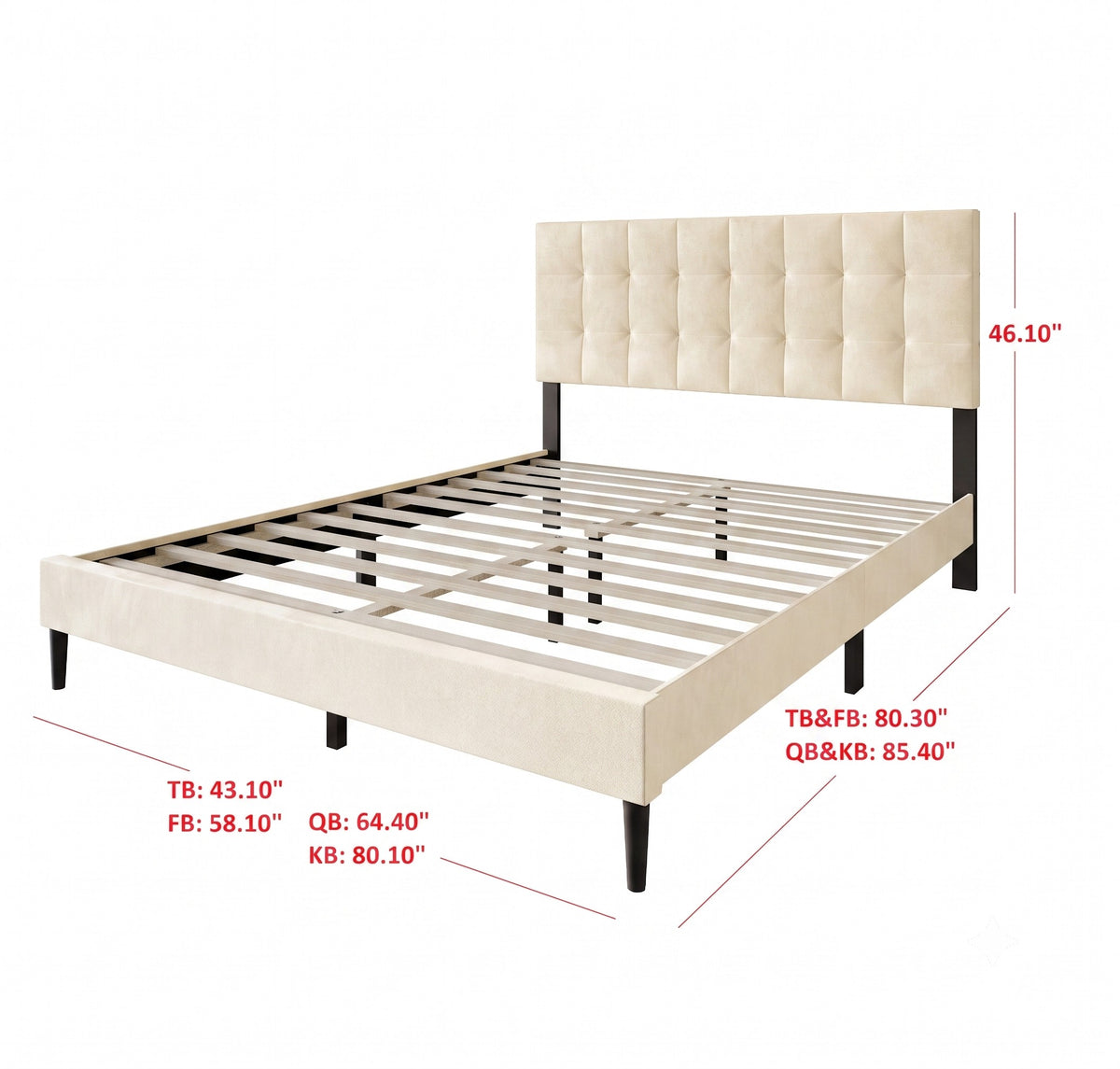Marion Tufted Upholstered Platform Bed Frame with Tufted Headboard and Plush Padding
