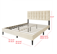Home Design Marion Tufted Upholstered Platform Bed Frame
