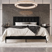 Marion Tufted Upholstered Platform Bed Frame with Tufted Headboard and Plush Padding