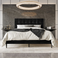 Home Design Marion Tufted Upholstered Platform Bed Frame