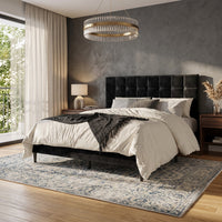 Marion Tufted Upholstered Platform Bed Frame with Tufted Headboard and Plush Padding