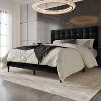 Home Design Marion Tufted Upholstered Platform Bed Frame