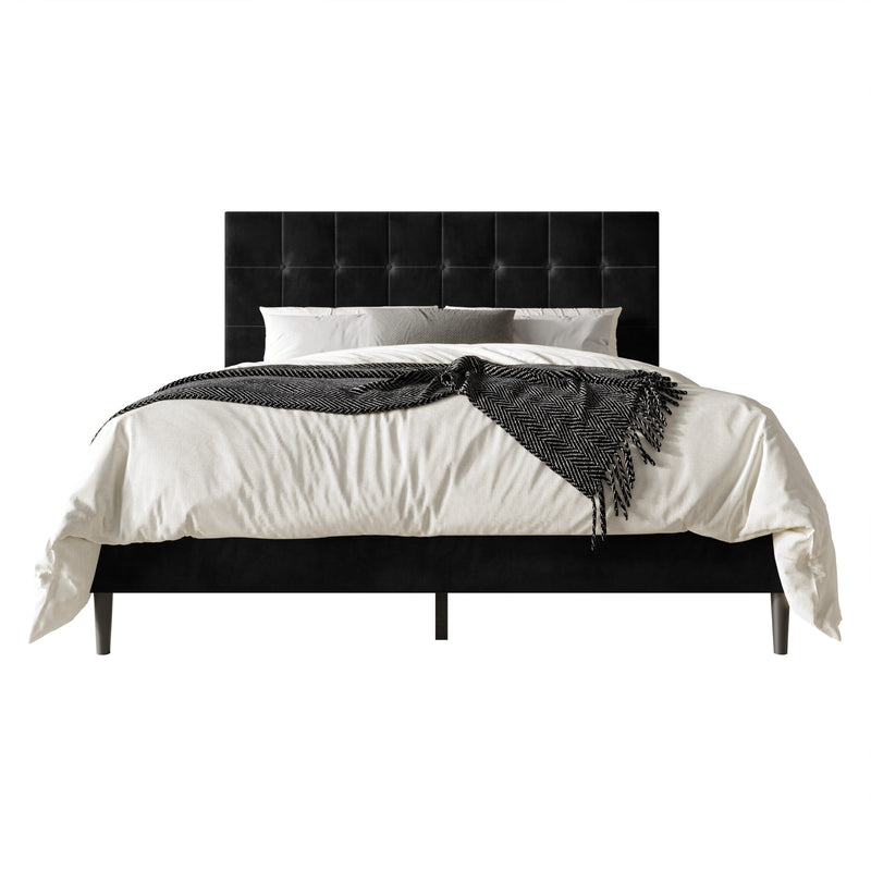 Home Design Marion Tufted Upholstered Platform Bed Frame