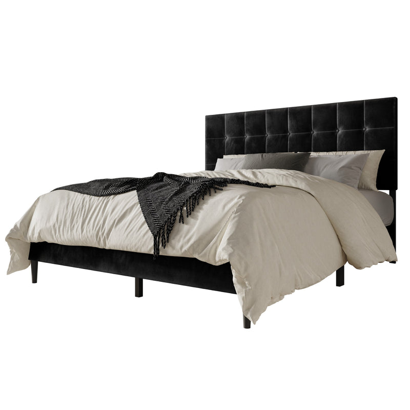 Home Design Marion Tufted Upholstered Platform Bed Frame
