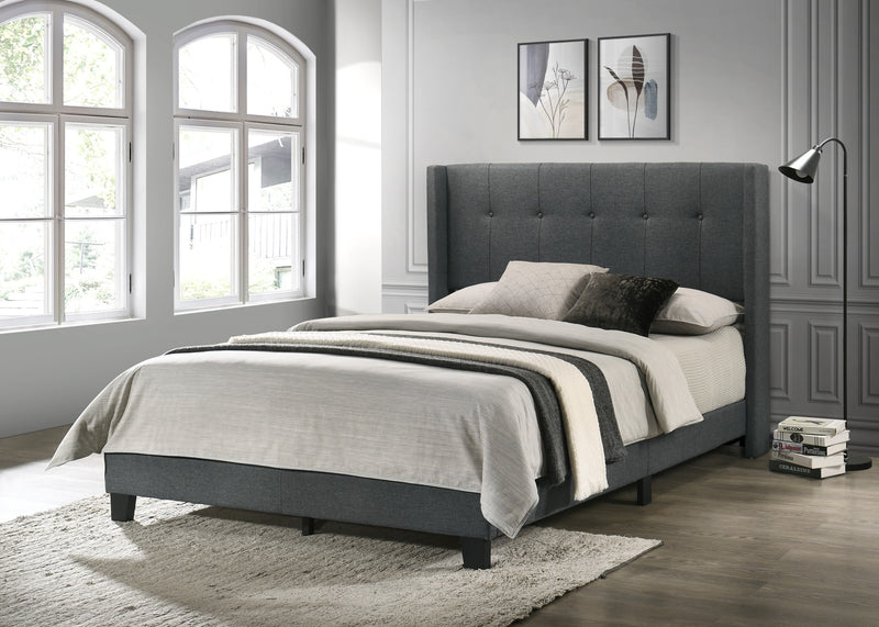Home Design Evelyn Upholstered Panel Bed Frame