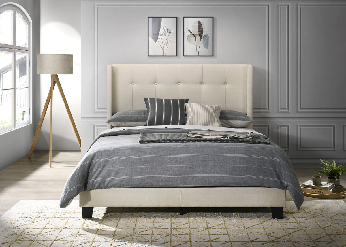 Home Design Evelyn Upholstered Panel Bed Frame