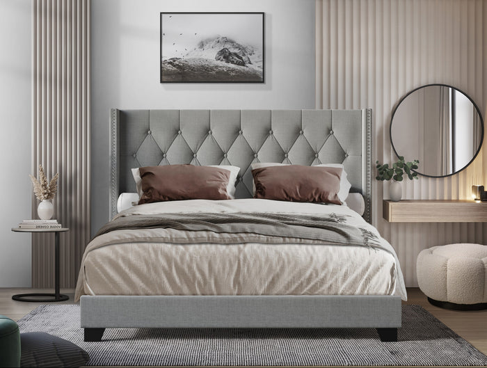 Home Design Danbury Tufted Upholstered Panel Bed Frame For Adult, Box Spring Required (Sold Separately)