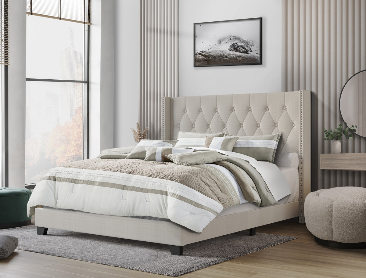 Home Design Danbury Tufted Upholstered Panel Bed Frame For Adult, Box Spring Required (Sold Separately)