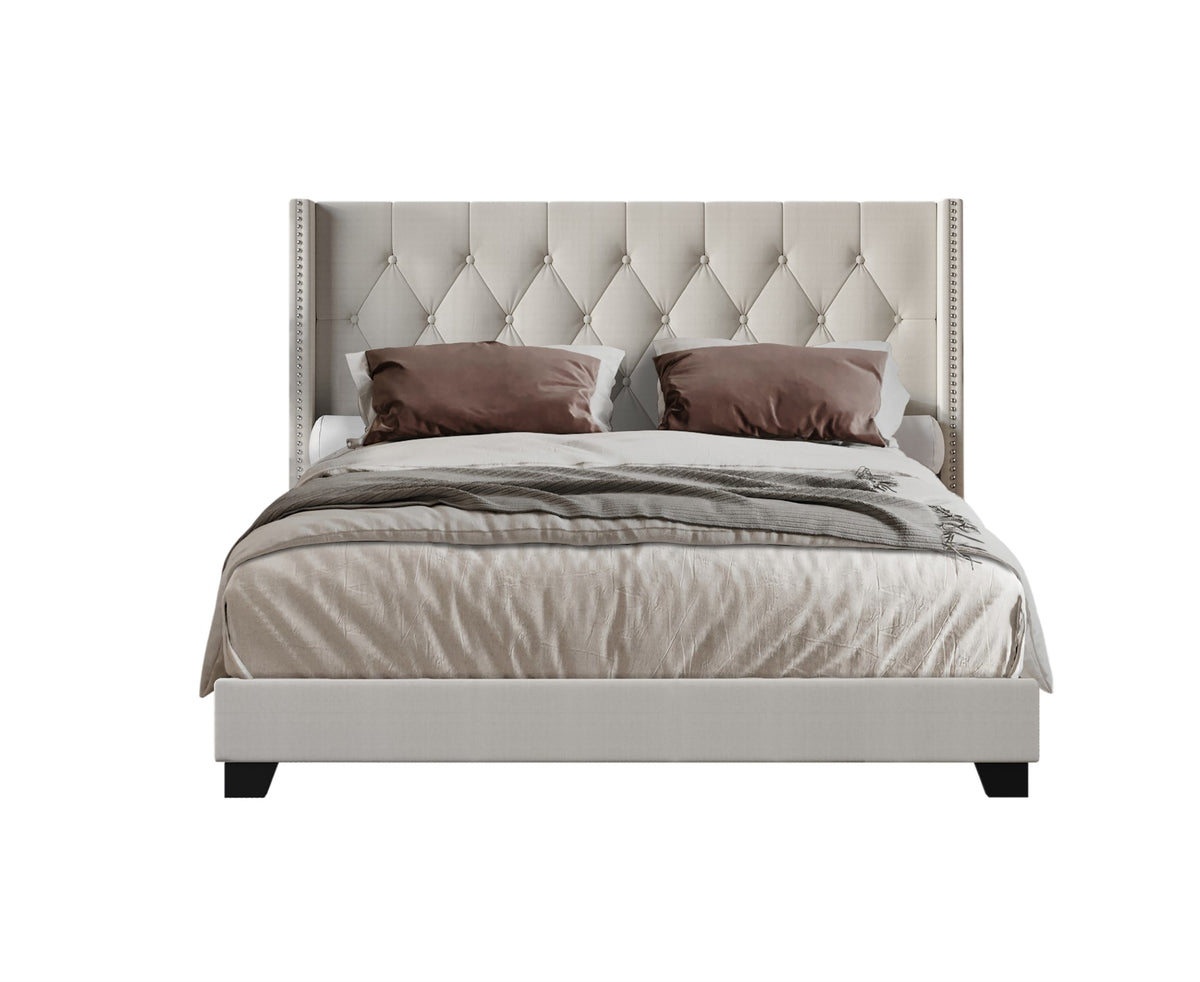 Home Design Danbury Tufted Upholstered Panel Bed Frame For Adult, Box Spring Required (Sold Separately)