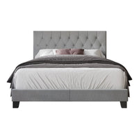 Dillon Twin Tufted Upholstered Panel Bed Frame with Button Tufting and Foam-Filled Headboard, Gray, Easy Assembly
