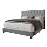 Dillon Twin Tufted Upholstered Panel Bed Frame with Button Tufting and Foam-Filled Headboard, Gray, Easy Assembly