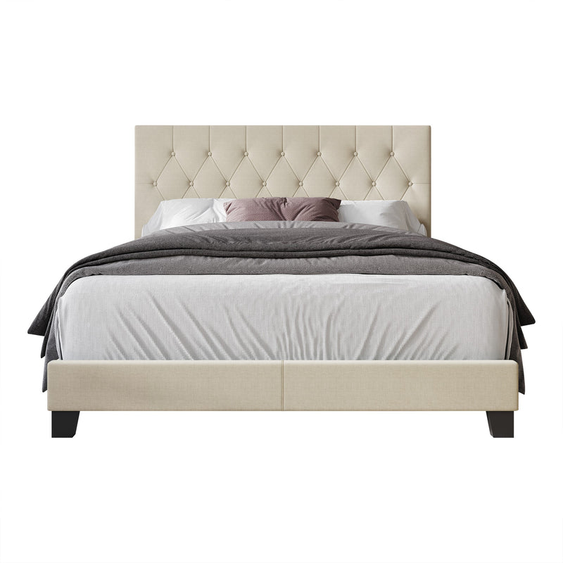 Dillon Twin Tufted Upholstered Panel Bed Frame with Button Tufting and Foam-Filled Headboard, Gray, Easy Assembly