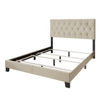 Dillon Twin Tufted Upholstered Panel Bed Frame with Button Tufting and Foam-Filled Headboard, Gray, Easy Assembly