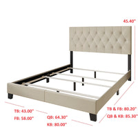 Dillon Twin Tufted Upholstered Panel Bed Frame with Button Tufting and Foam-Filled Headboard, Gray, Easy Assembly