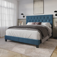 Dillon Twin Tufted Upholstered Panel Bed Frame with Button Tufting and Foam-Filled Headboard, Gray, Easy Assembly