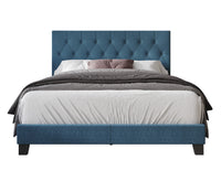 Dillon Twin Tufted Upholstered Panel Bed Frame with Button Tufting and Foam-Filled Headboard, Gray, Easy Assembly