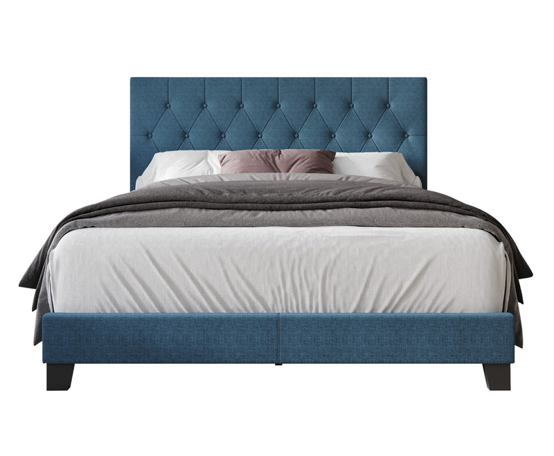 Dillon Twin Tufted Upholstered Panel Bed Frame with Button Tufting and Foam-Filled Headboard, Gray, Easy Assembly