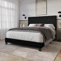 Dillon Twin Tufted Upholstered Panel Bed Frame with Button Tufting and Foam-Filled Headboard, Gray, Easy Assembly