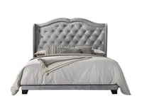 Home Design Aiden King Upholstered Panel Bed Frame with Tufted Headboard for Adult, Easy Assembly