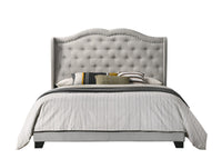 Home Design Aiden King Upholstered Panel Bed Frame with Tufted Headboard for Adult, Easy Assembly