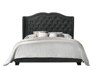 Home Design Aiden King Upholstered Panel Bed Frame with Tufted Headboard for Adult, Easy Assembly