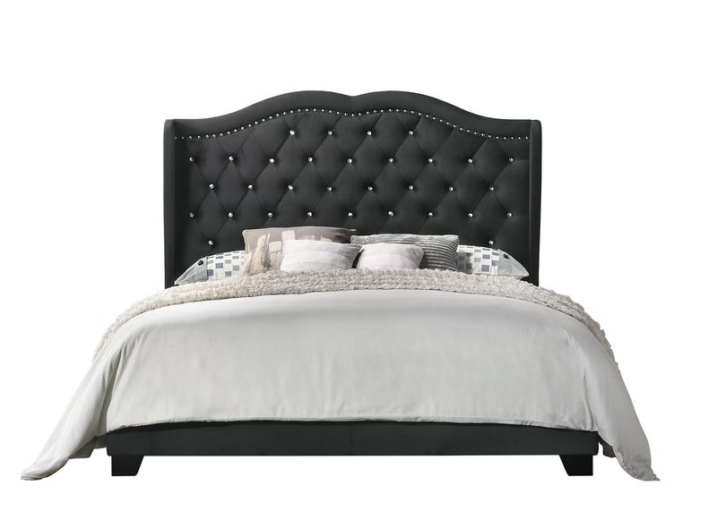 Home Design Aiden King Upholstered Panel Bed Frame with Tufted Headboard for Adult, Easy Assembly