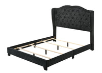 Home Design Aiden King Upholstered Panel Bed Frame with Tufted Headboard for Adult, Easy Assembly