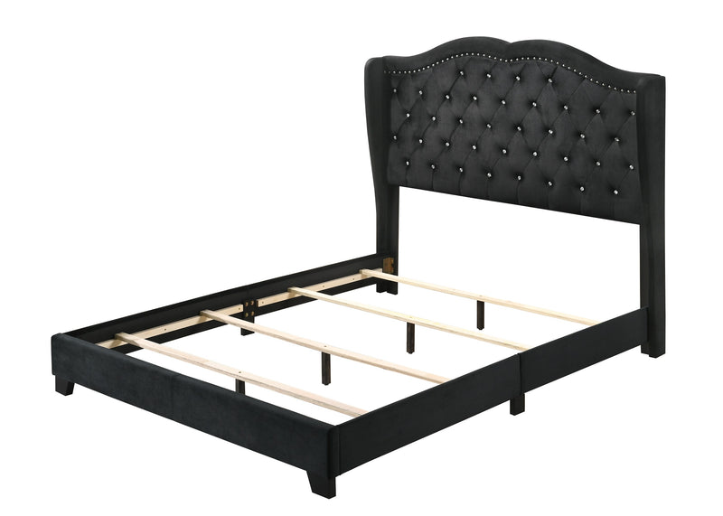 Home Design Aiden King Upholstered Panel Bed Frame with Tufted Headboard for Adult, Easy Assembly