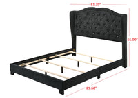 Home Design Aiden King Upholstered Panel Bed Frame with Tufted Headboard for Adult, Easy Assembly