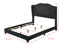 Home Design Aiden King Upholstered Panel Bed Frame with Tufted Headboard for Adult, Easy Assembly