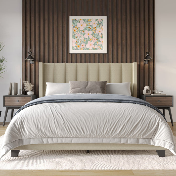 Home Design Angela Button-tufted Upholstered With Adjustable Headboard, Dark Beige