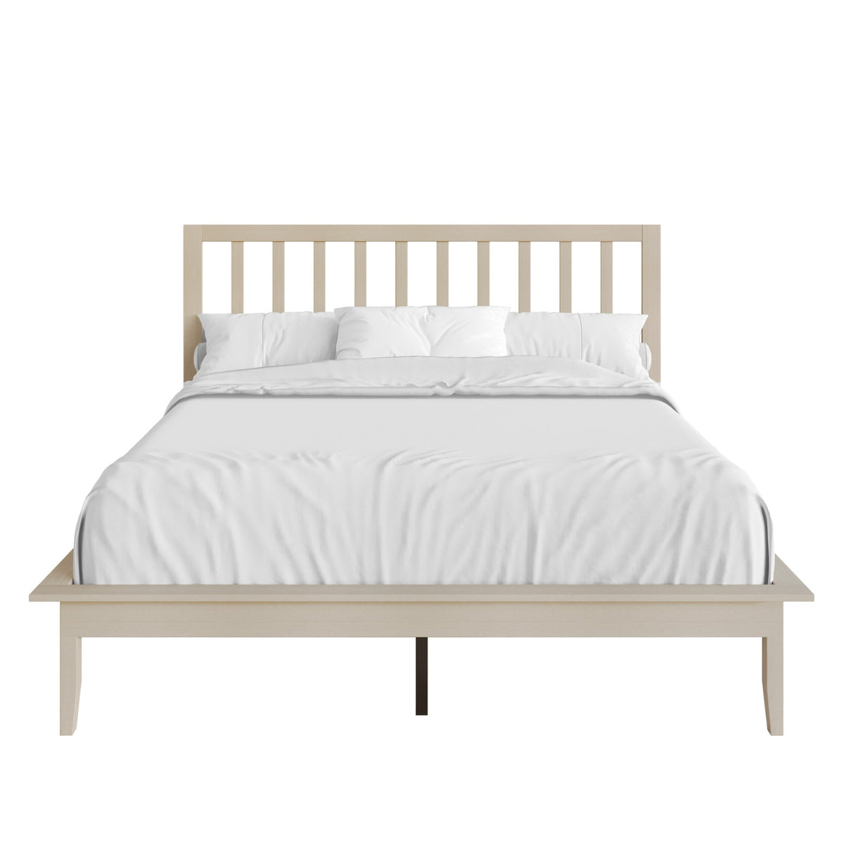 Home Design Lancaster Platform Bed Frame with Slatted Headboard, No box spring required, Easy Assembly