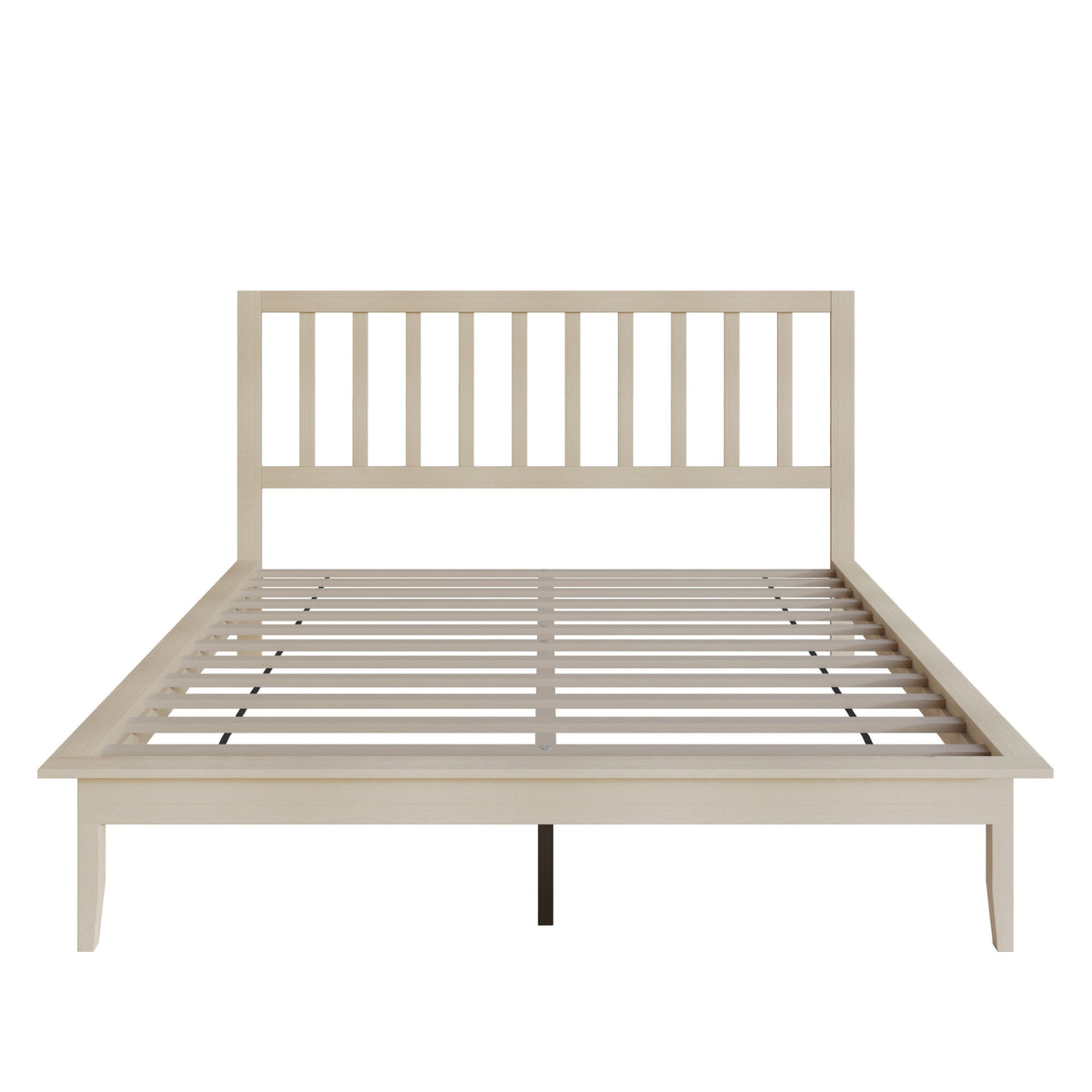 Home Design Lancaster Platform Bed Frame with Slatted Headboard, No box spring required, Easy Assembly