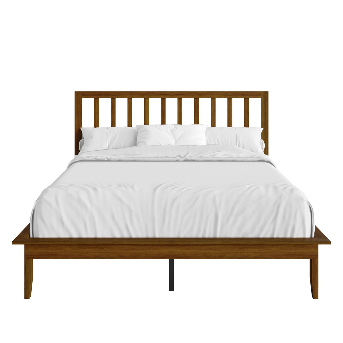 Home Design Lancaster Platform Bed Frame with Slatted Headboard, No box spring required, Easy Assembly