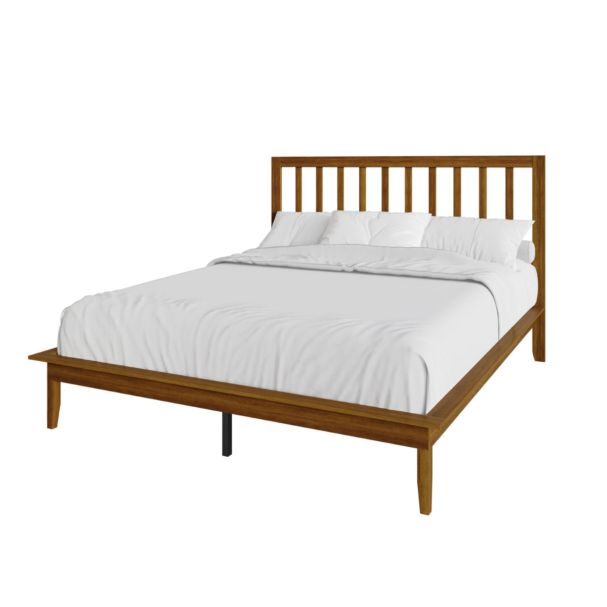 Home Design Lancaster Platform Bed Frame with Slatted Headboard, No box spring required, Easy Assembly
