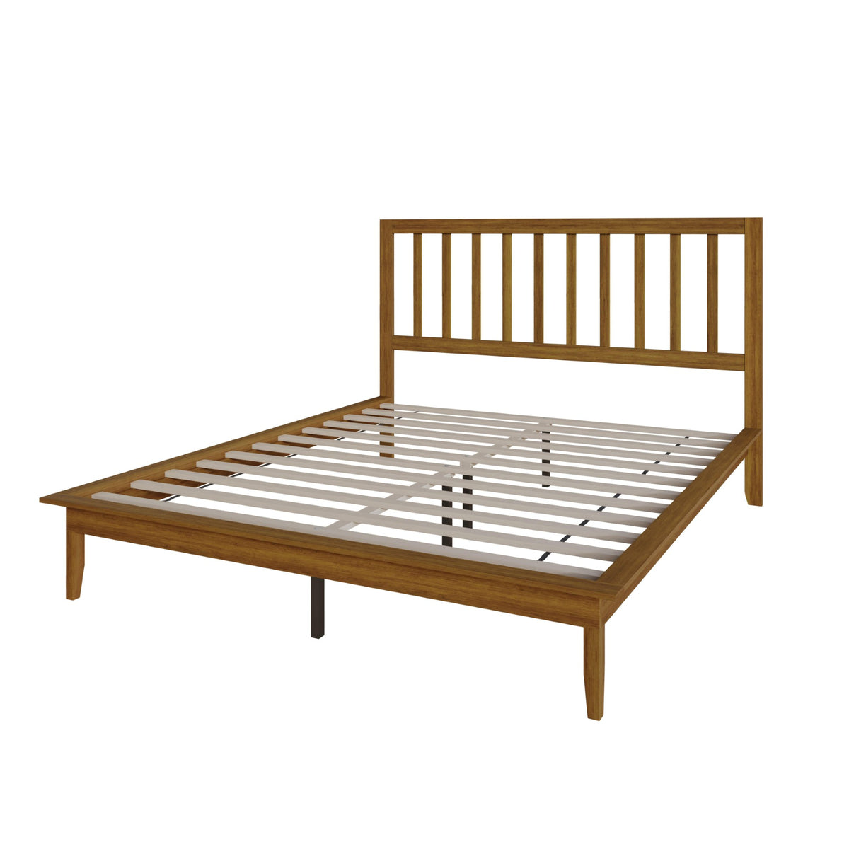 Home Design Lancaster Platform Bed Frame with Slatted Headboard, No box spring required, Easy Assembly