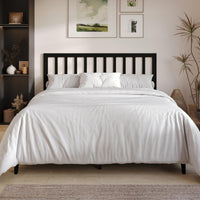 Home Design Lancaster Platform Bed Frame with Slatted Headboard, No box spring required, Easy Assembly