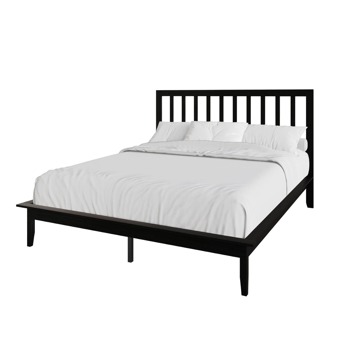 Home Design Lancaster Platform Bed Frame with Slatted Headboard, No box spring required, Easy Assembly