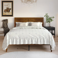 Home Design Oxnard Solid Wood Platform Bed Frame with X-Pattern Headboard and Full Slat Support System