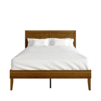 Home Design Oxnard Solid Wood Platform Bed Frame with X-Pattern Headboard and Full Slat Support System