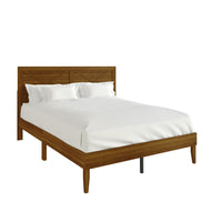 Home Design Oxnard Solid Wood Platform Bed Frame with X-Pattern Headboard and Full Slat Support System
