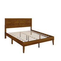 Home Design Oxnard Solid Wood Platform Bed Frame with X-Pattern Headboard and Full Slat Support System