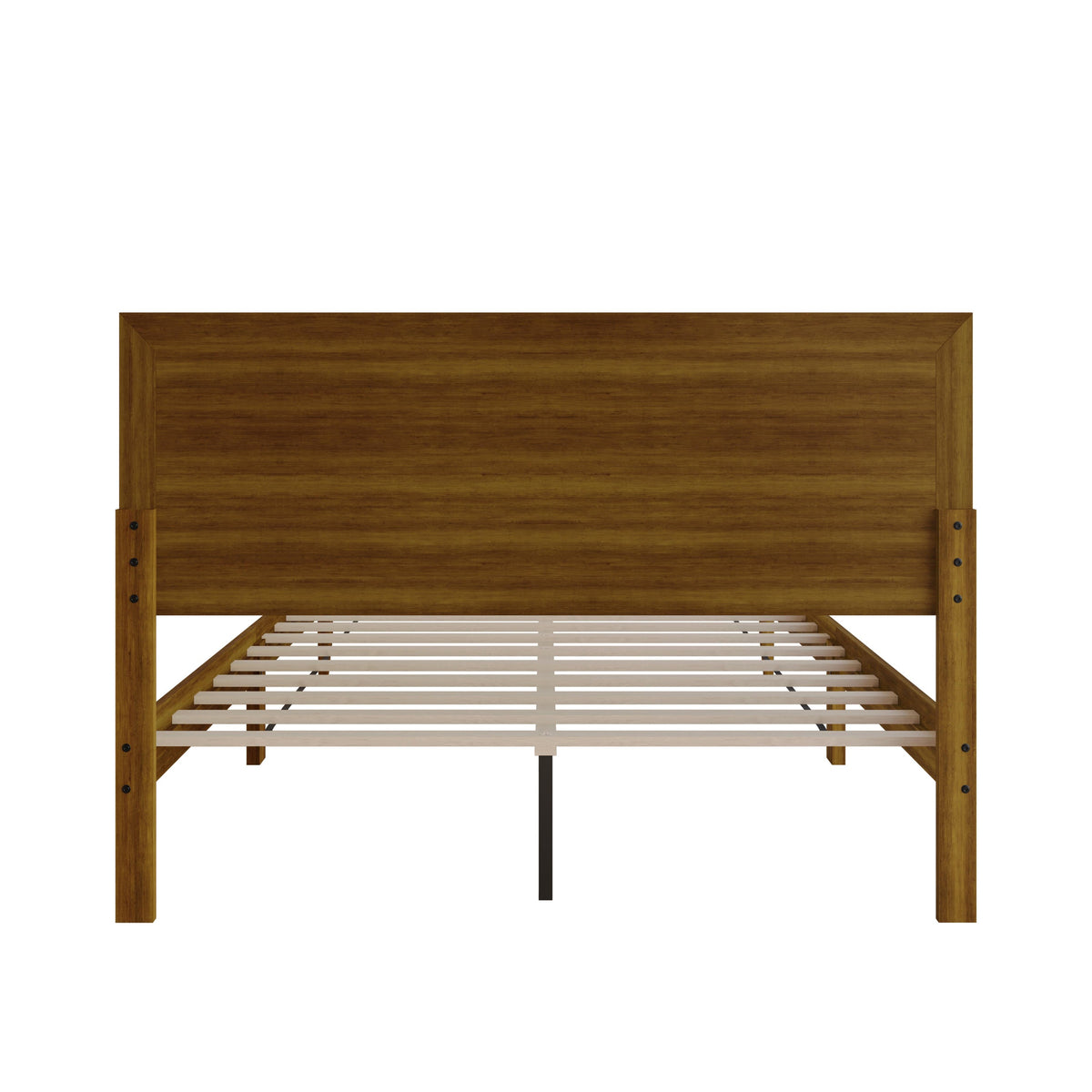 Home Design Oxnard Solid Wood Platform Bed Frame with X-Pattern Headboard and Full Slat Support System